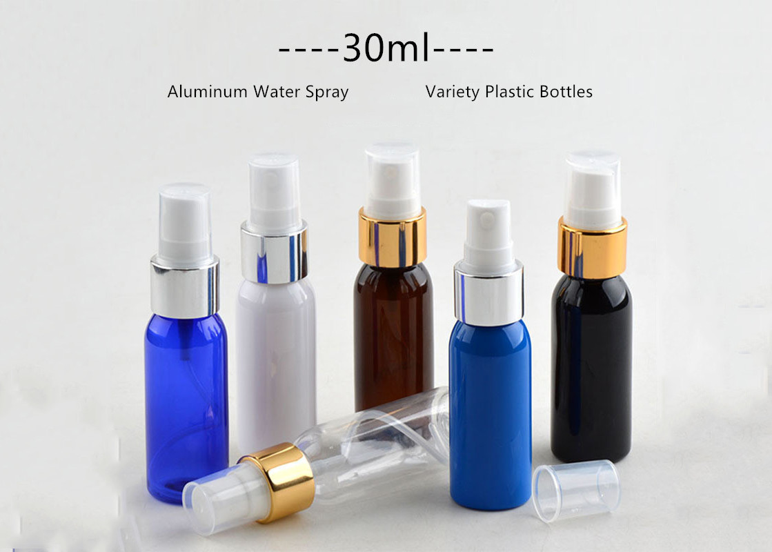 Различные цвета ПЭТ бутылка брызг, 30мл опорожняют округлую форму бутылки брызг атомизатора