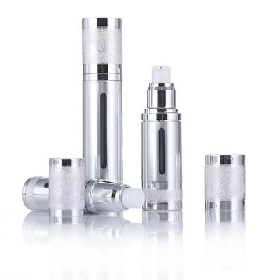 Silver Aluminum 33mm Diameter Plastic Airless Bottle with 15ml 30ml 50ml Support Customization