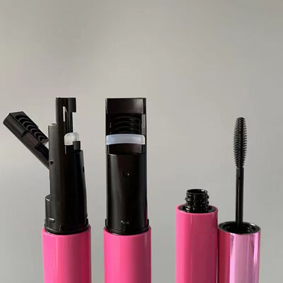 Empty Mascara Bottle, Gloss Pink Plastic Mascara Tube With Silicone Plastic Brush Wand For Mascara Eyelash Serum Packaging