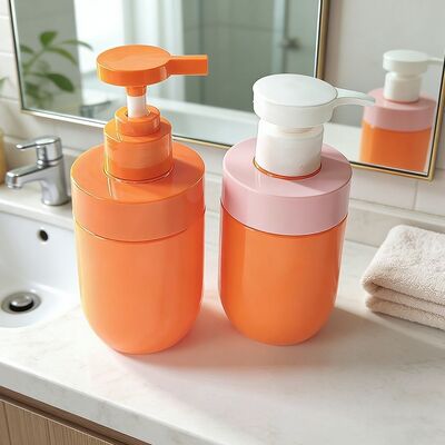200ml Orange PET Lotion Pump Bottle Custom Color Pump Dispenser Bottle for Hand Soap Body Wash Shampoo