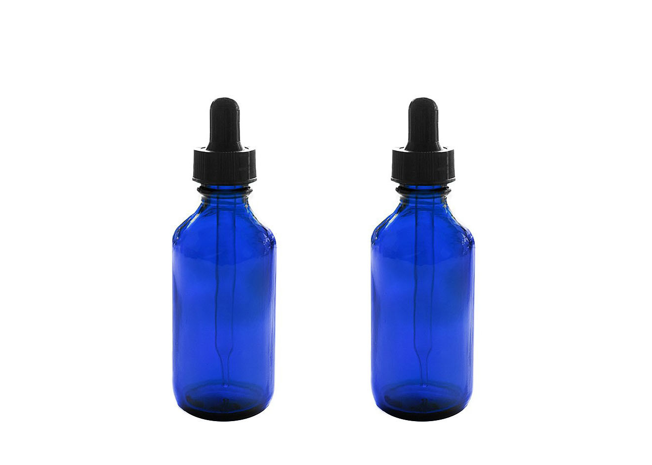Голубые пустые бутылки эфирного масла храня химикаты химии духов