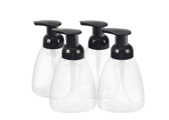 Бутылки прозрачной пластмассы косметические высокопрочные с черным насосом пены